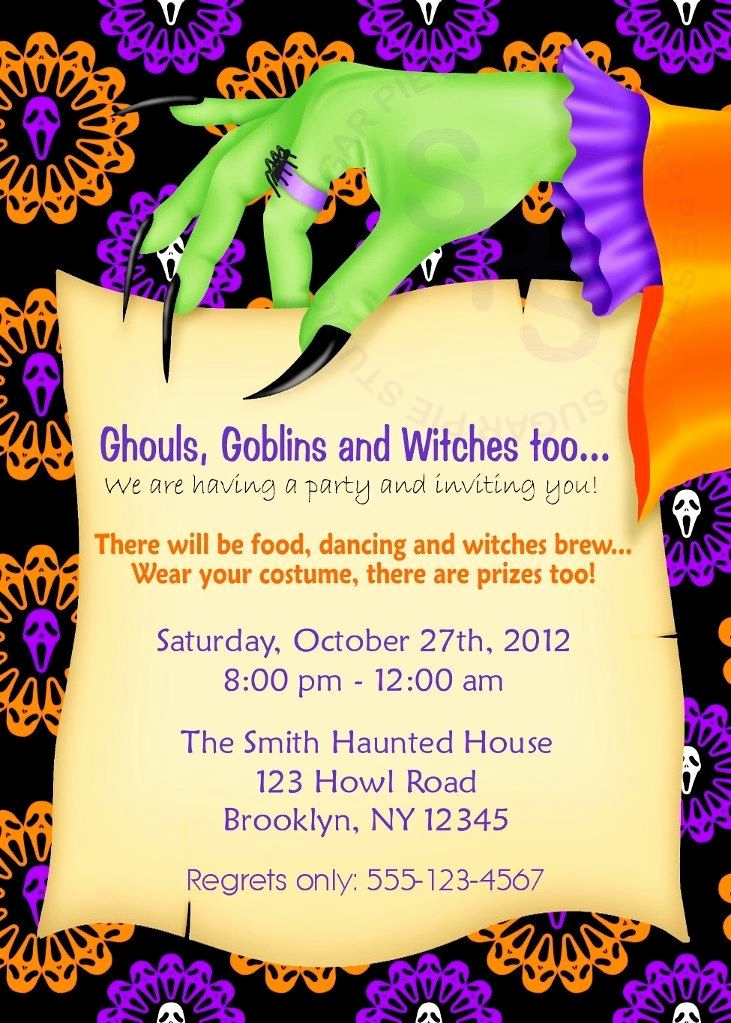 Halloween Party Invitation Ideas Luxury Printable Halloween Birthday Party Invitation Custom