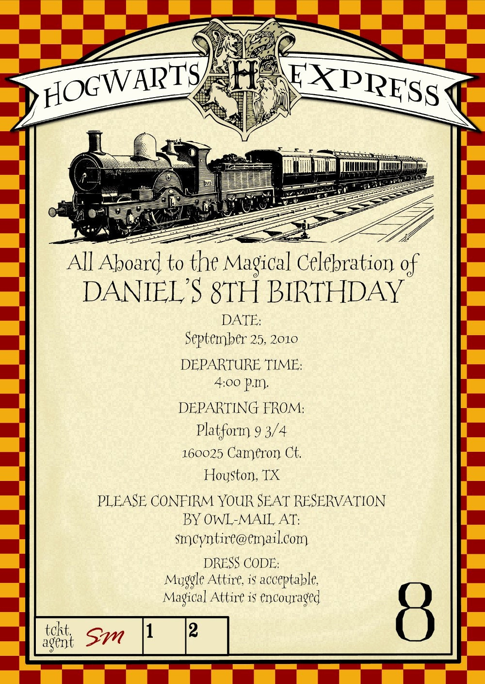 Harry Potter Birthday Invitation Beautiful Printable Harry Potter themed Party Invitation by