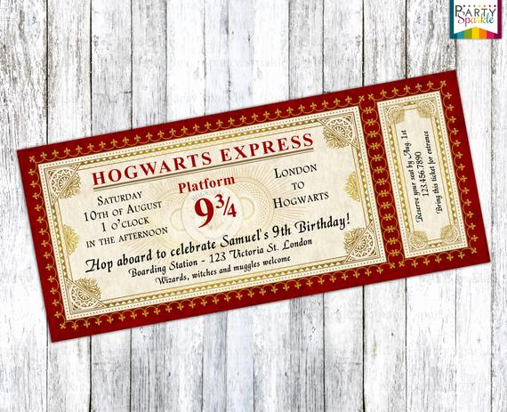 Harry Potter Hogwarts Invitation Elegant Hogwarts Express Ticket Invitation Harry Potter Birthday