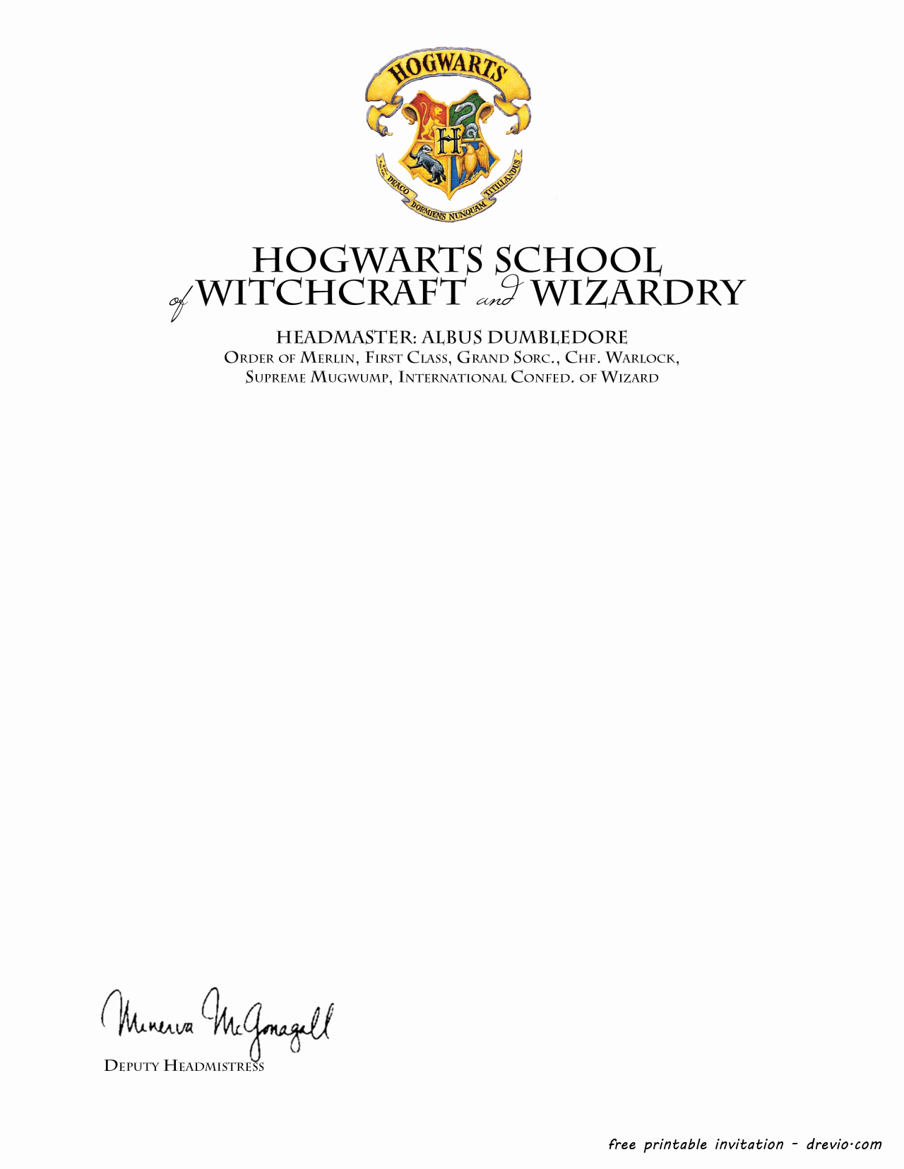 Harry Potter Hogwarts Invitation Luxury Free Printable Harry Potter – Hogwarts Invitation Template