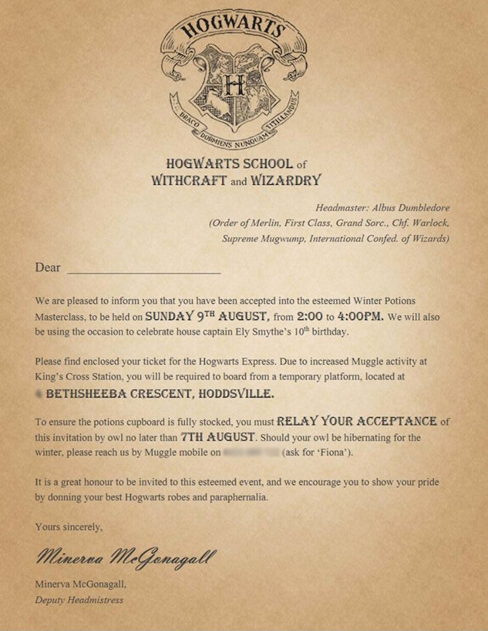 Harry Potter Invitation Letter Luxury Kara S Party Ideas Harry Potter Birthday