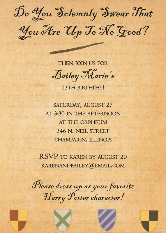 Harry Potter Invitation Template Free Lovely Harry Potter Birthday Party Invitations