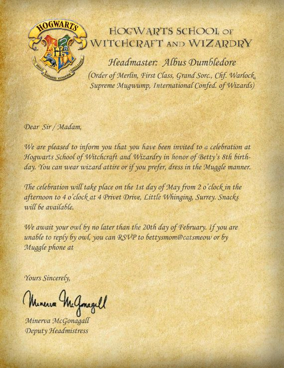 Harry Potter Invitation to Hogwarts Fresh Harry Potter Hogwarts Printable Birthday Invitation