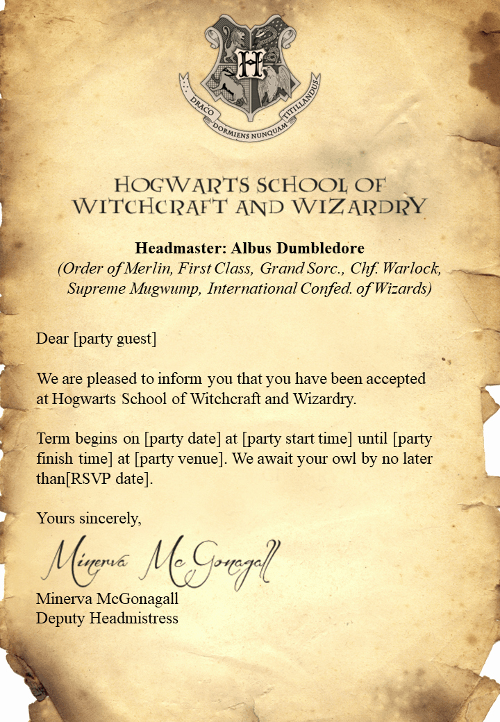 Harry Potter Invitation to Hogwarts Unique Free Harry Potter Invitations Edit and Print