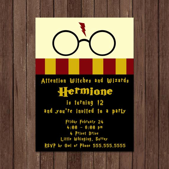Harry Potter Party Invitation Template Fresh Harry Potter Birthday Invitation Gryffindor Digital File