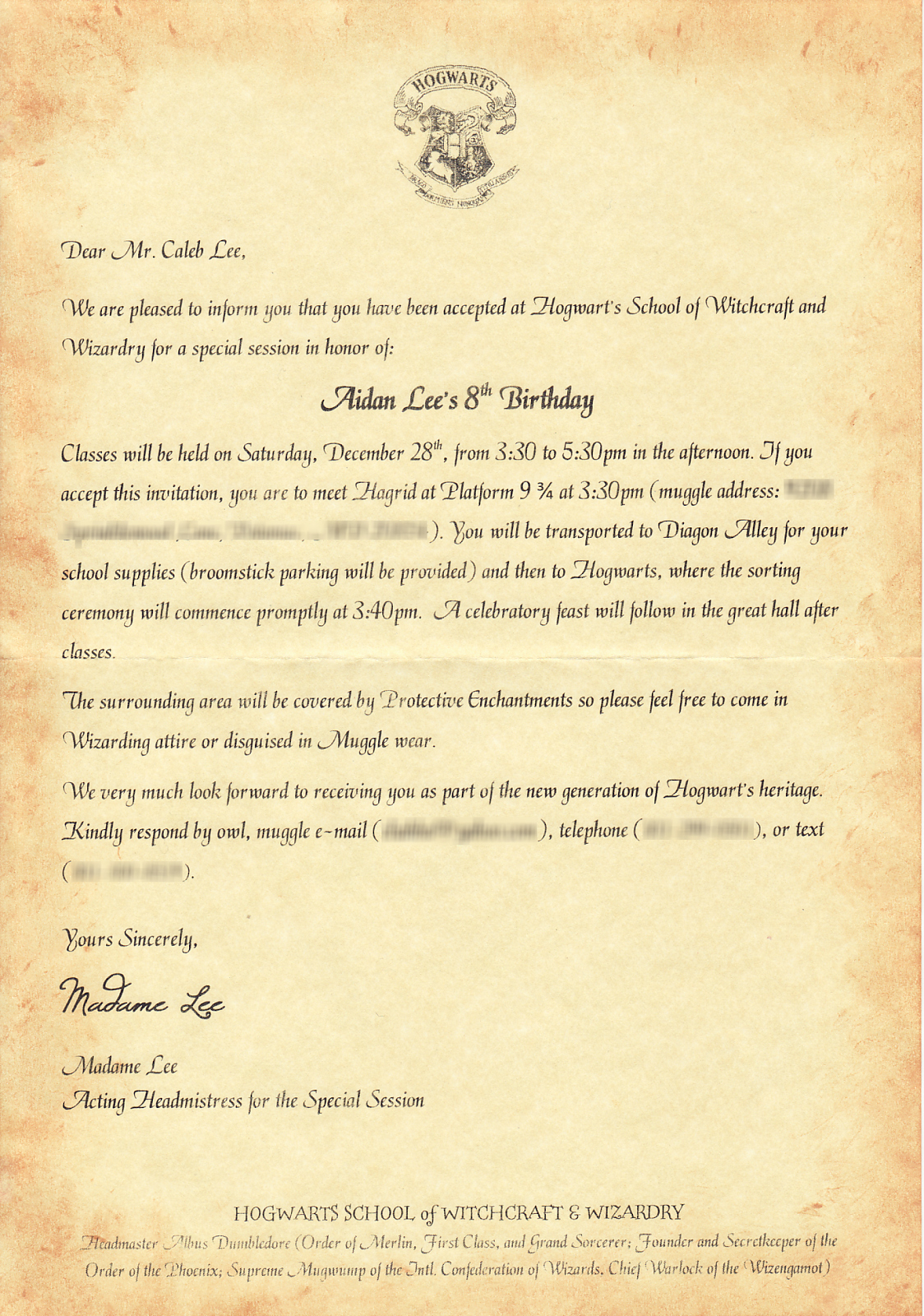 Harry Potter Party Invitation Template Lovely the Lee Ride Harry Potter Party Invitations