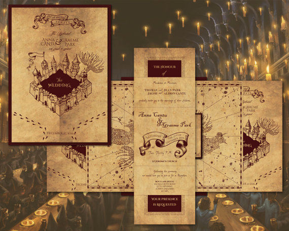 Harry Potter Wedding Invitation Beautiful Harry Potter Marauder S Map Inspired Wedding Invitation