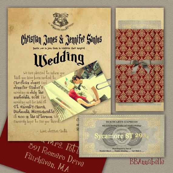Harry Potter Wedding Invitation Lovely Custom Harry Potter Inspired Wedding Invitation Suite