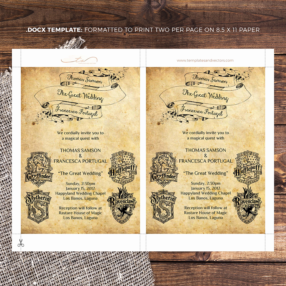 Harry Potter Wedding Invitation Templates Awesome Harry Potter Wedding Invitation Diy Printable Template