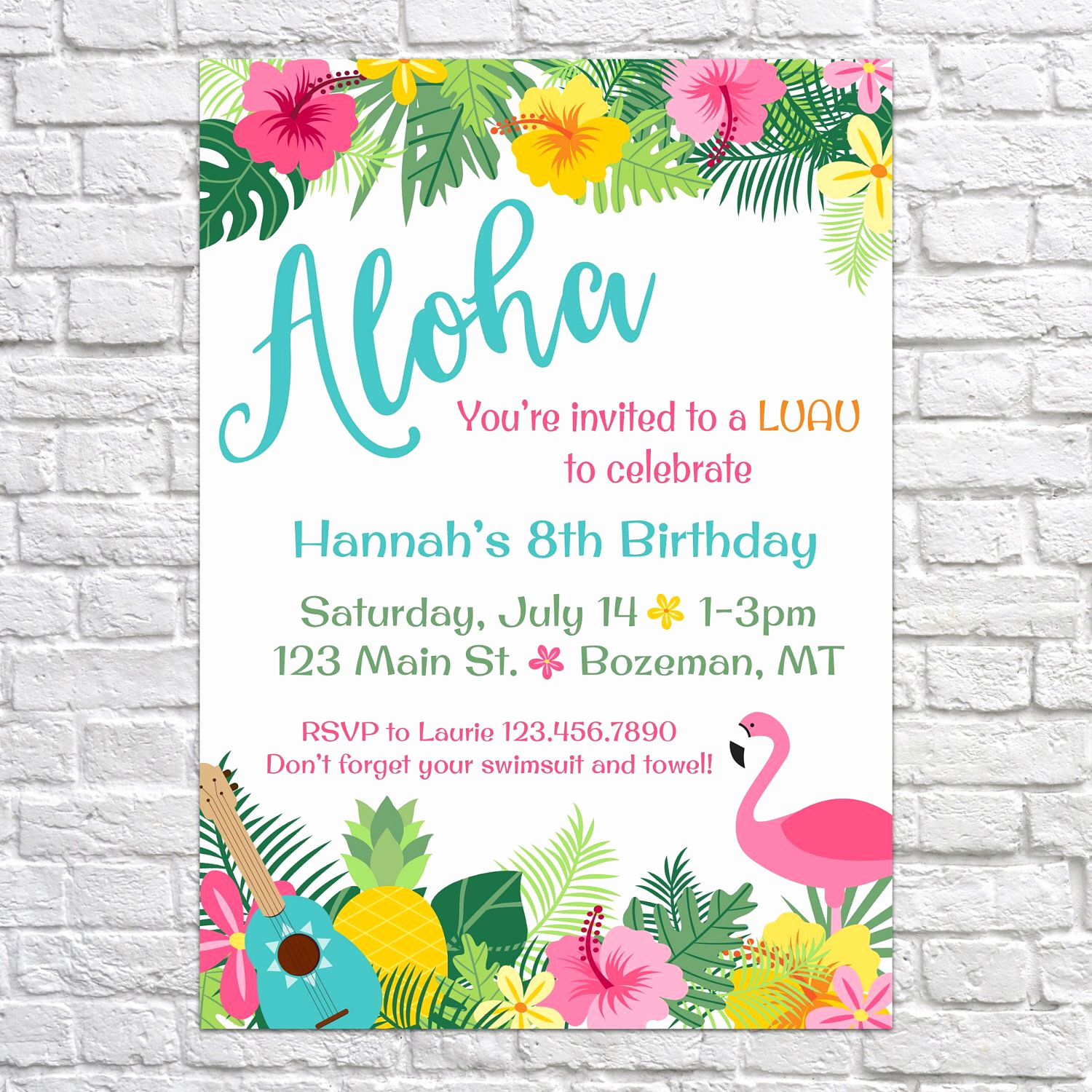 Hawaiian Party Invitation Template New Luau Birthday Invites Aloha Pineapple Invitations Summer