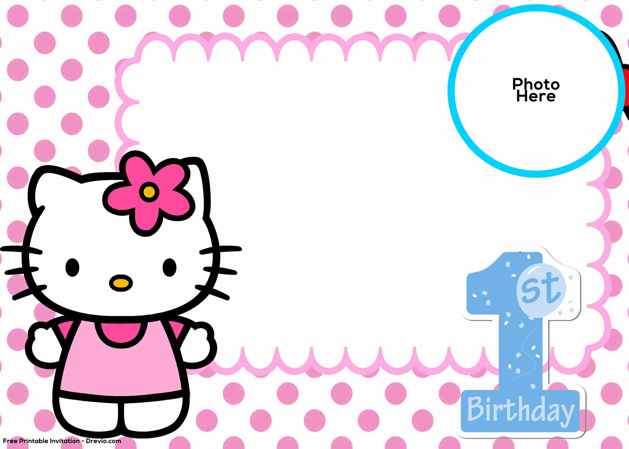Hello Kitty Birthday Invitation New Free Hello Kitty 1st Birthday Invitation Template
