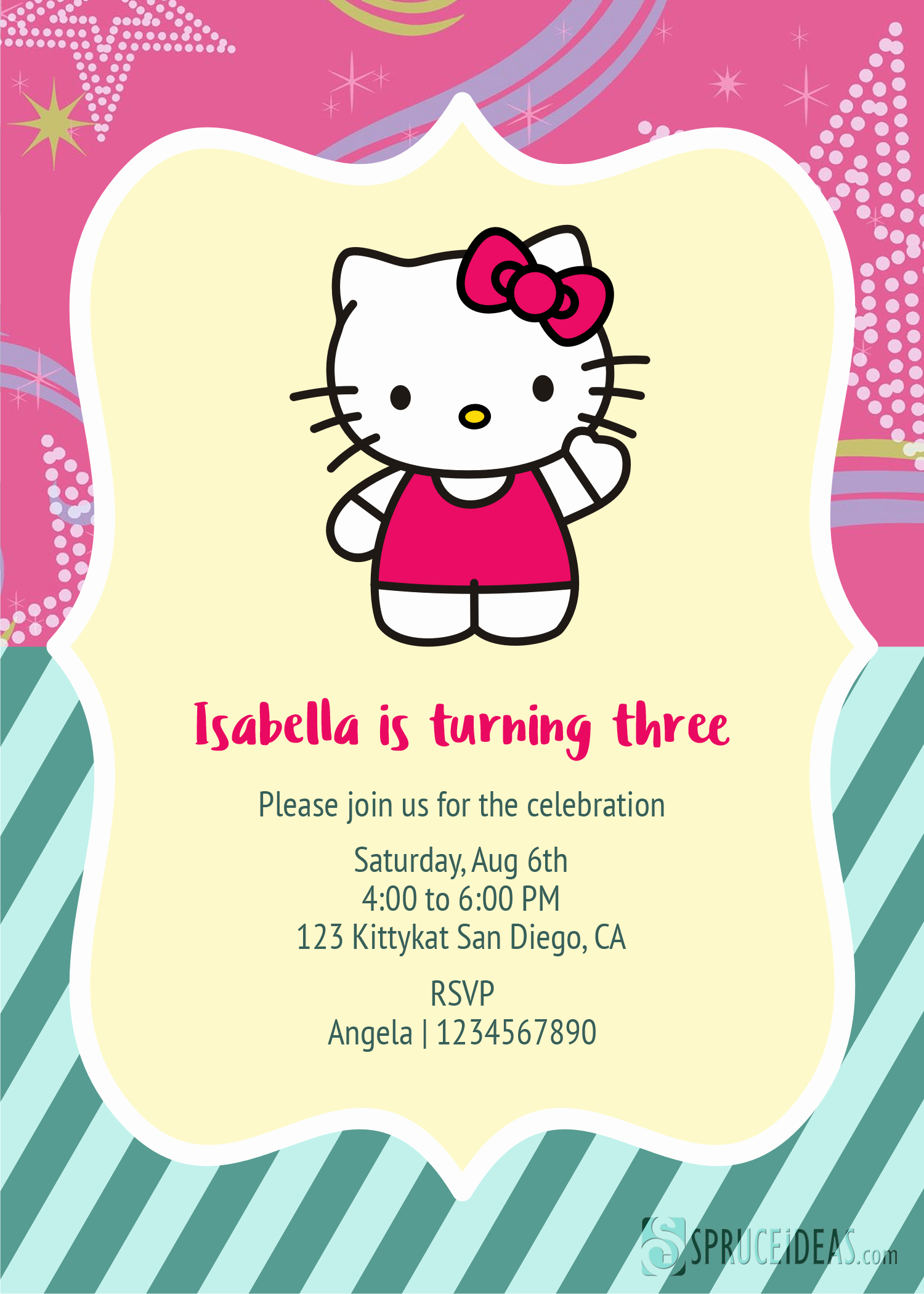 Hello Kitty Invitation Template Awesome Free Printable Hello Kitty Birthday Invitation Card Template