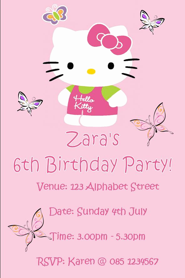 Hello Kitty Printable Invitation Luxury Personalised Hello Kitty Invitations