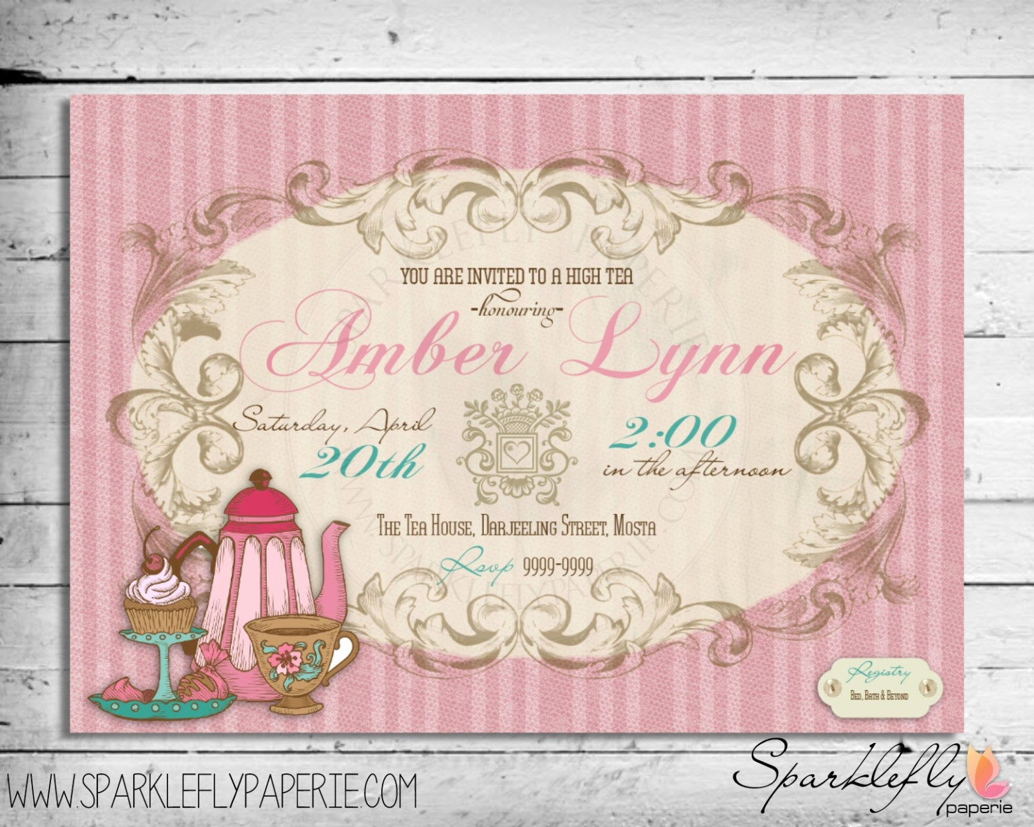 High Tea Invitation Template Inspirational Vintage High Tea Party Invitation Bridal by Sparkleflypaperie