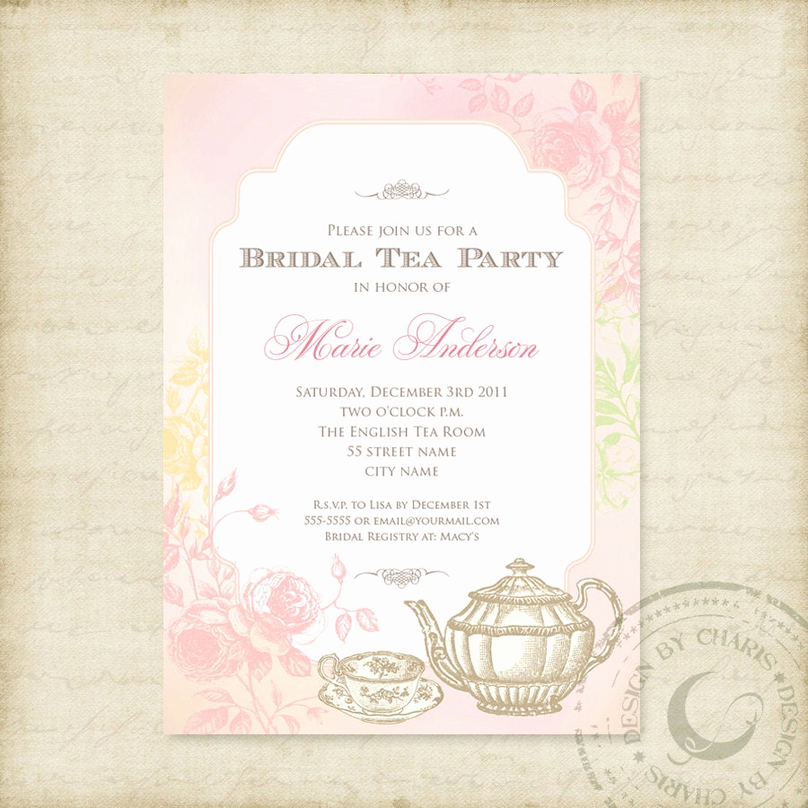 High Tea Invitation Wording Fresh Shabby Chic Bridal Tea Party Printable Invitation