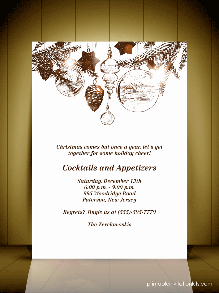 Holiday Party Invitation Template Beautiful Vintage Style Christmas Party Invitation Card ← Wedding
