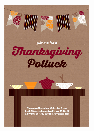 Holiday Potluck Invitation Wording Elegant Party Invitations Thanksgiving Potluck at Minted