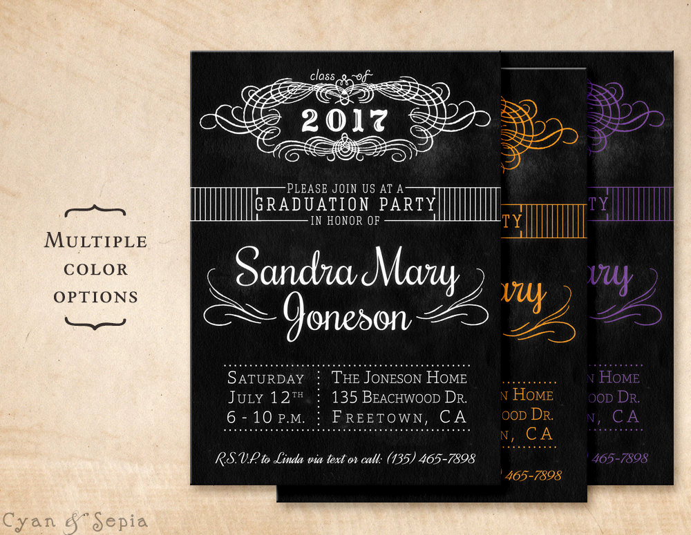 Homemade Graduation Invitation Ideas Inspirational Chalkboard Graduation Party Invitation Printable Diy