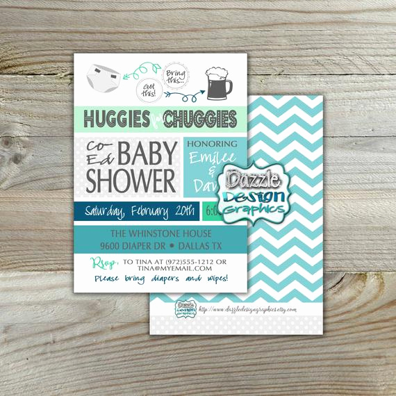 Huggies and Chuggies Invitation Fresh Diaper Shower Invitation 5x7 Linen Huggies for Chuggies Baby