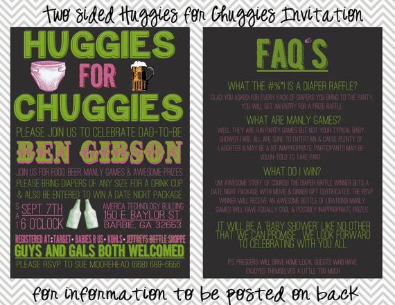 Huggies and Chuggies Invitation Unique Two Sided Huggies for Chuggies Diaper Shower Invitation