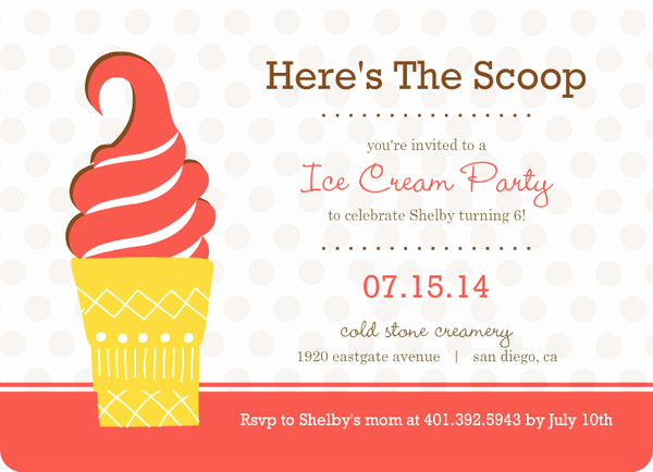 Ice Cream Party Invitation Awesome Pink and Brown Ice Cream Cone Summer Party Invitation