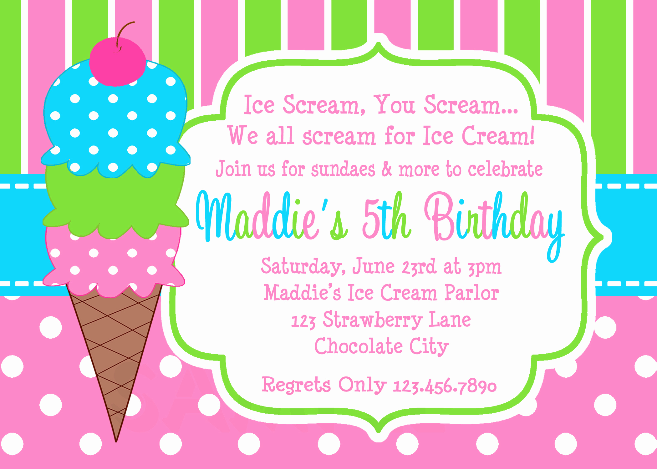 Ice Cream Party Invitation Awesome Printable Birthday Invitations Girls Ice Cream Party