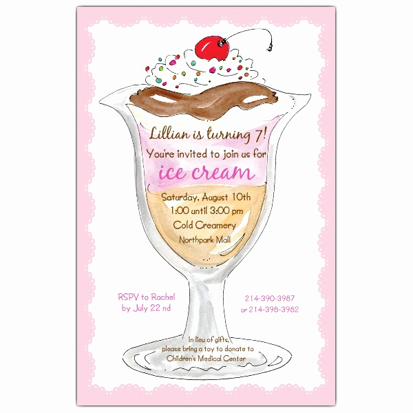 Ice Cream Party Invitation Fresh Ice Cream Party Birthday Invitations