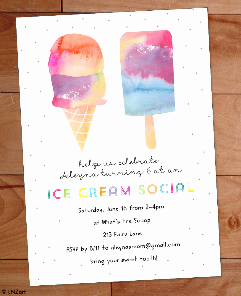 Ice Cream social Invitation Lovely Ice Cream Party Invitation Ice Cream Birthday Party Invite