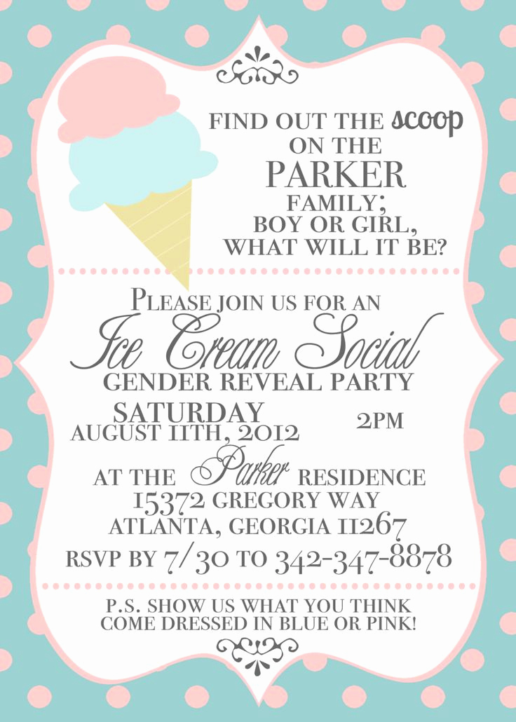Ice Cream social Invitation Template Awesome 1000 Images About Gender Reveal Parties On Pinterest