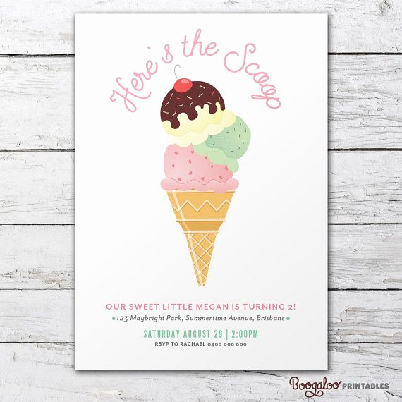 Ice Cream social Invitation Templates Awesome Ice Cream social Party Invite Printable by