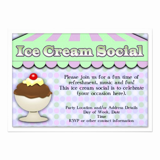 Ice Cream social Invitation Templates Elegant Ice Cream social Purple Green Stripe Sundae 5x7 Paper