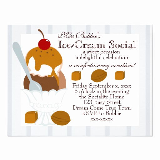 Ice Cream social Invitation Templates Luxury Caramel Covered Ice Cream Custom Invites