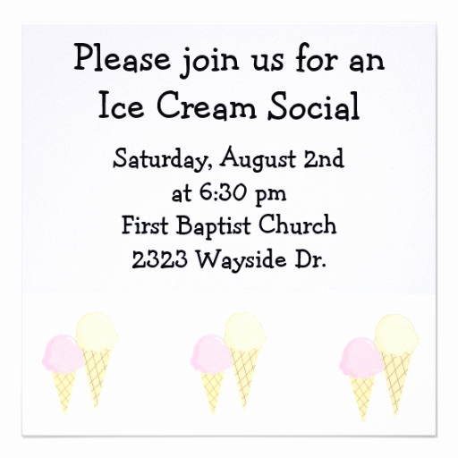 Ice Cream social Invitation Templates Unique Ice Cream social 5 25x5 25 Square Paper Invitation Card