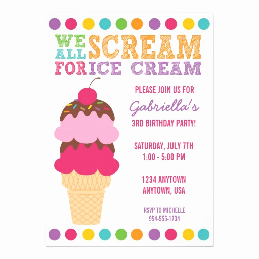 Ice Cream social Invitation Wording Fresh Ice Cream Birthday Invitation 5&quot; X 7&quot; Invitation Card