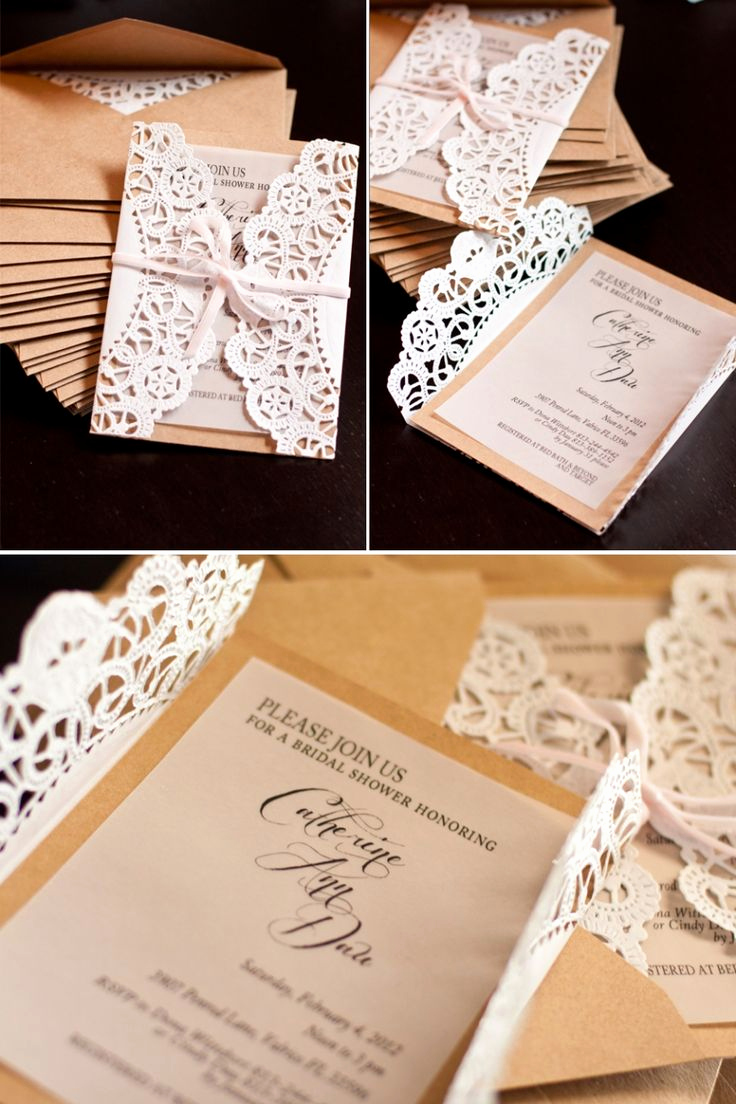 lace doily diy wedding invitations