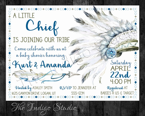 Indian Baby Shower Invitation Wording New Tribal Native American Indian Baby Shower Invitation Baby Boy