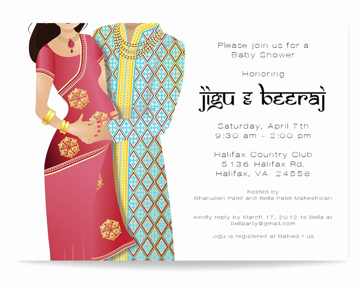 Indian Baby Shower Invitation Wording Unique Indian Baby Shower Invitation Indian Couple Baby Shower