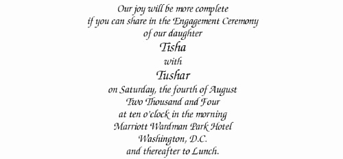 Indian Engagement Invitation Wording Unique Collections Of Wording Templates