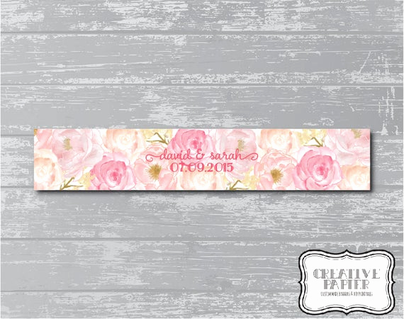 Invitation Belly Bands Diy Lovely Peony Flower Belly Band 11x2&quot; Diy Wedding Invitation Wrap
