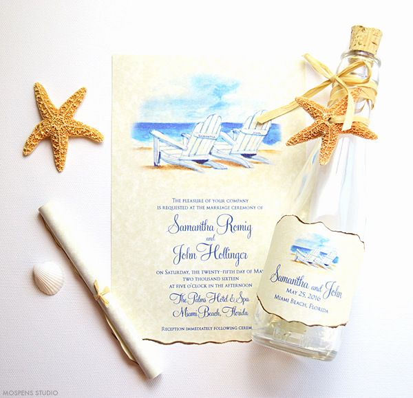 Invitation In A Bottle Lovely Beach Chair Wedding Invitations