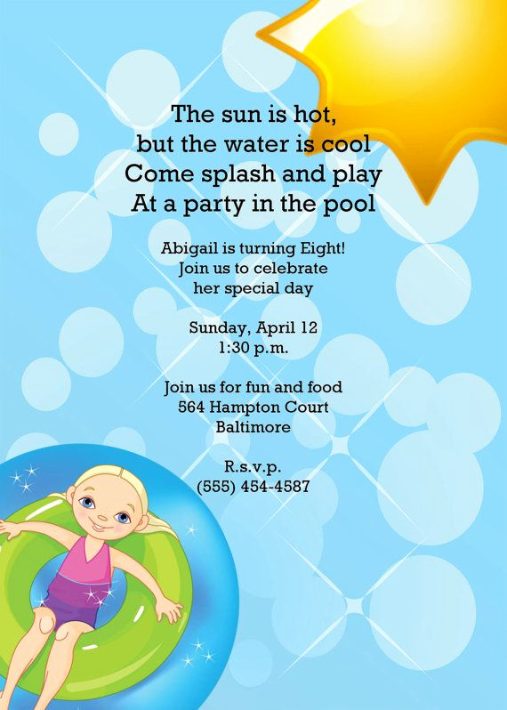 Invitation Quotes for Party Luxury Swimming Pool Party Birthday Invitation Stealing the