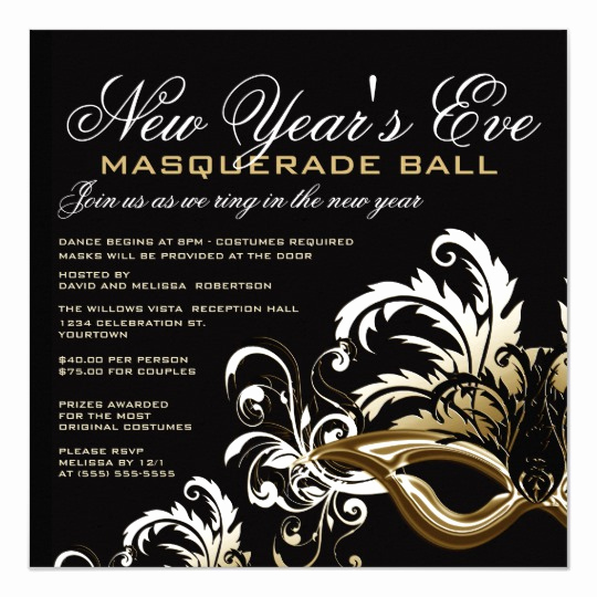 Invitation to A Ball Luxury New Years Eve Masquerade Ball Invitations