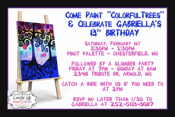 Invitation Wording for Parties Luxury Painting Party Invitation for Girls Night Out and Birthday