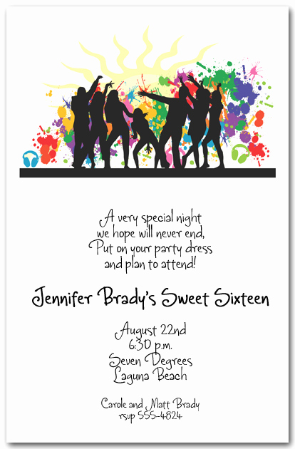 Invitation Wording for Parties New Silhouette Dance Party Invitations