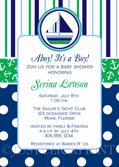 It A Boy Invitation Beautiful Anchors Away Blue Green Sailboat Baby Shower Invitation