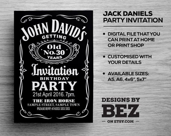 Jack Daniels Birthday Invitation Elegant Etsy Jack O Connell and Parties On Pinterest