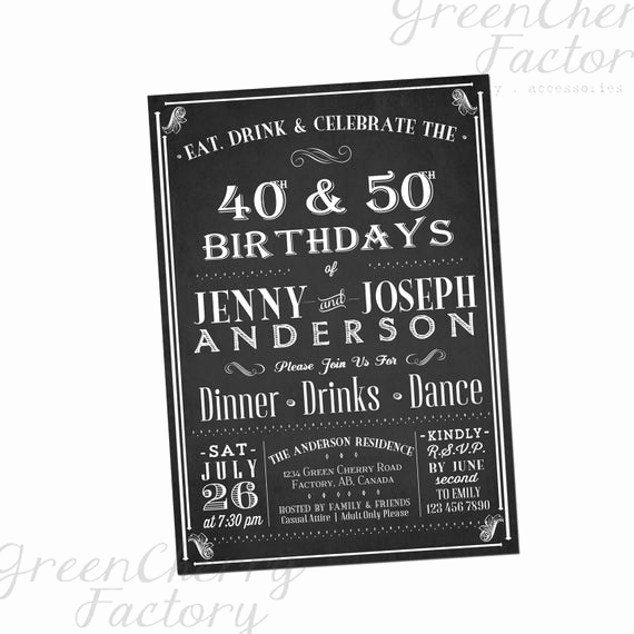 Joint Birthday Party Invitation Wording Awesome Items Similar to Joint Adult Birthday Invitation Eat