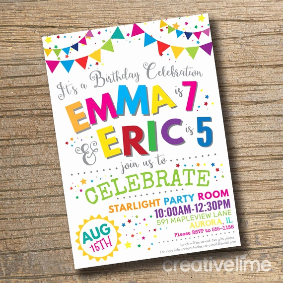 joint bined birthday party invitation