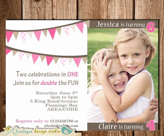 Joint Birthday Party Invitation Wording Lovely Joint Birthday Invitation Double Birthday by