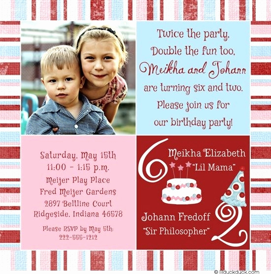 Joint Birthday Party Invitation Wording Lovely Sibling Birthday Party Invitations Cobypic